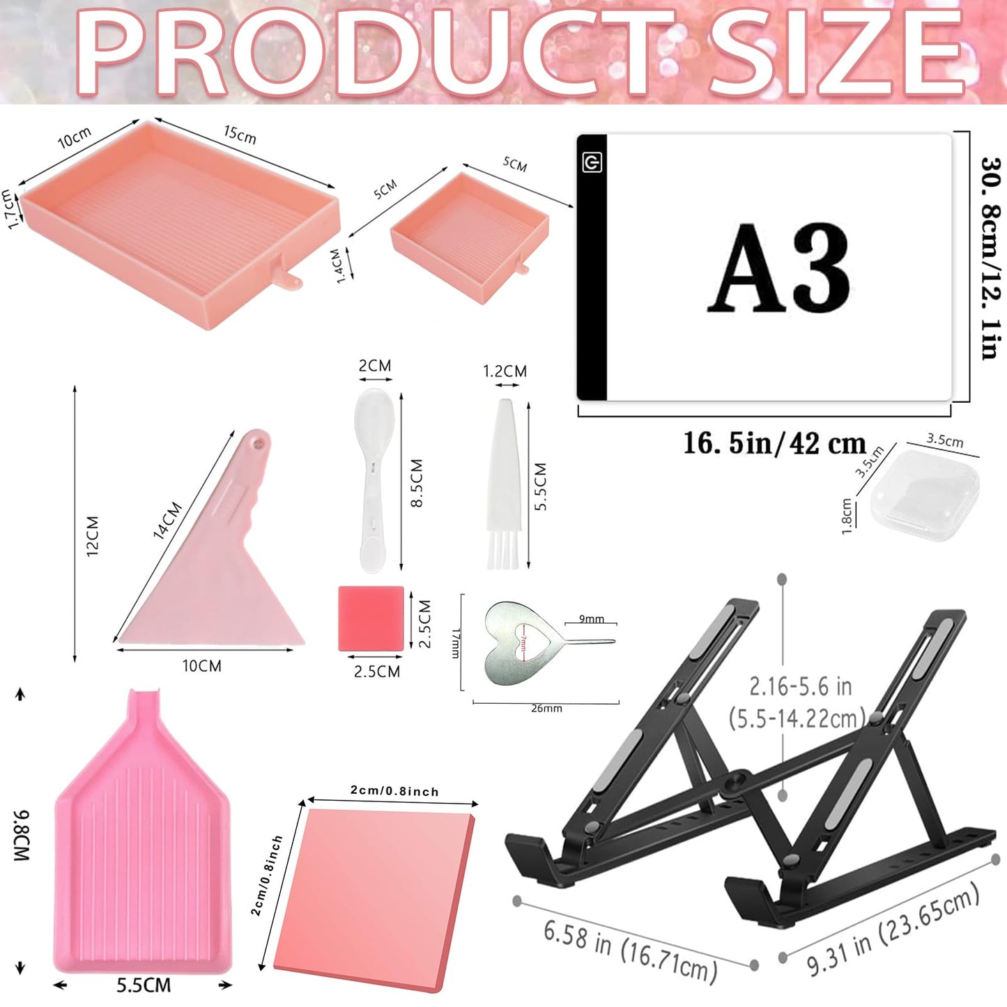 XEUZK All-Inclusive Diamond Art Accessories Kit with A3 DiamondPainting Light Pad Kit, Light Board for Painting Accessories, Bead Organizers & 5D Painting Tools Set for Full Drill & Partial Drill Art