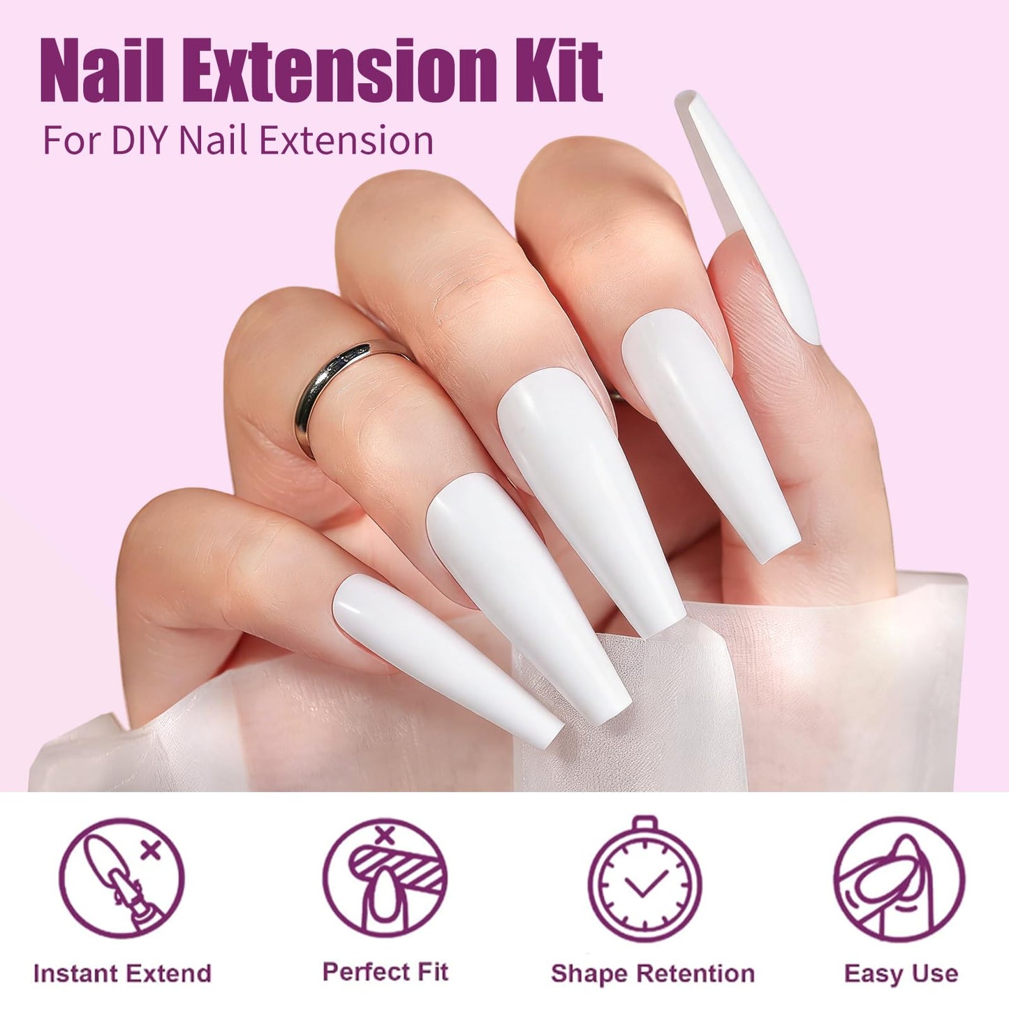 Vnjaoi 280 Pcs Original Sandwich Nails Dual Form with Guide Lines Long Ballerina Nail Mold for Builder Gel Nail Extensions Art Design Salon DIY at Home