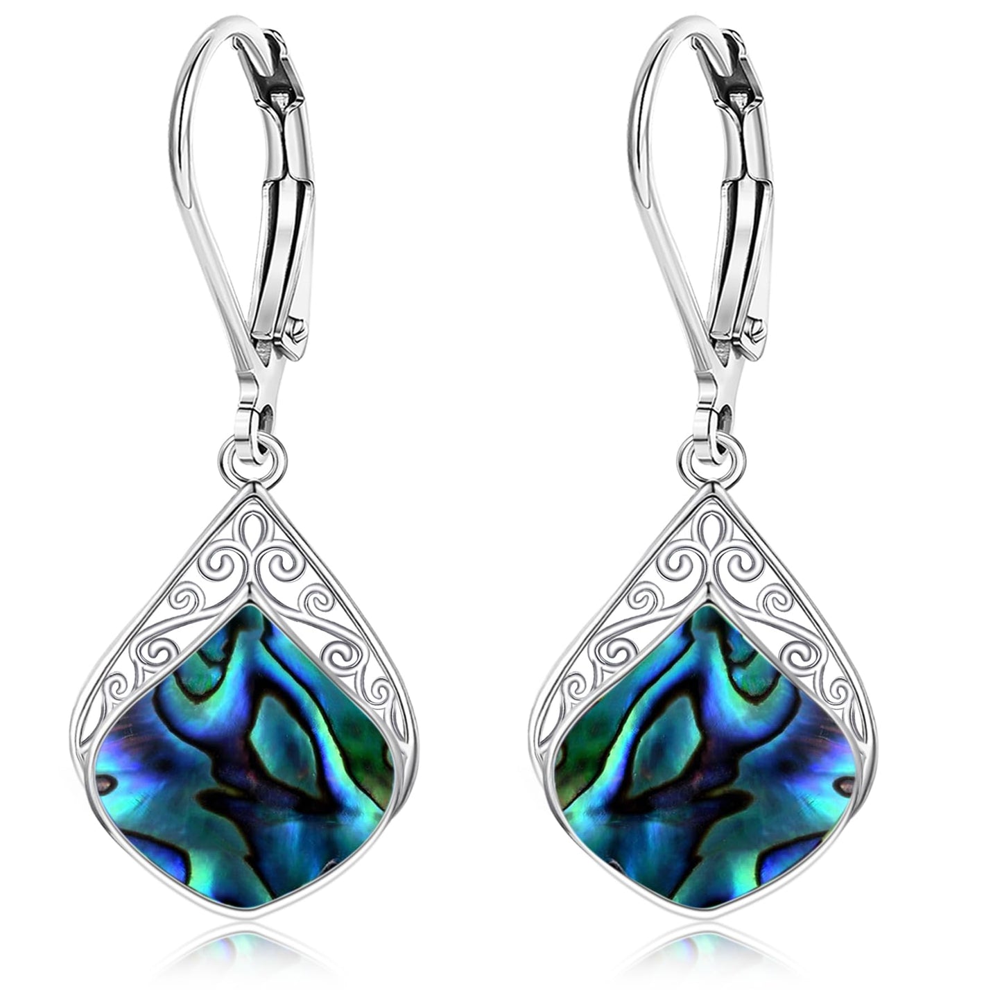 TALYKONG Abalone Shell Earrings for Women Dangle Boho Leverback Earrings Handmade Vintage Jewelry Gifts for Women (abalone shell earrings)
