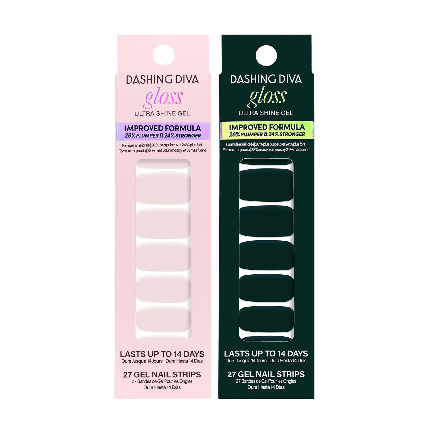 Dashing Diva Gloss Nail Strips Bundle - The Moody Neutrals Collection - Whisper & Manhunt - UV Free, Chip Resistant, Long Lasting Gel Stickers - Contains 2 Sets