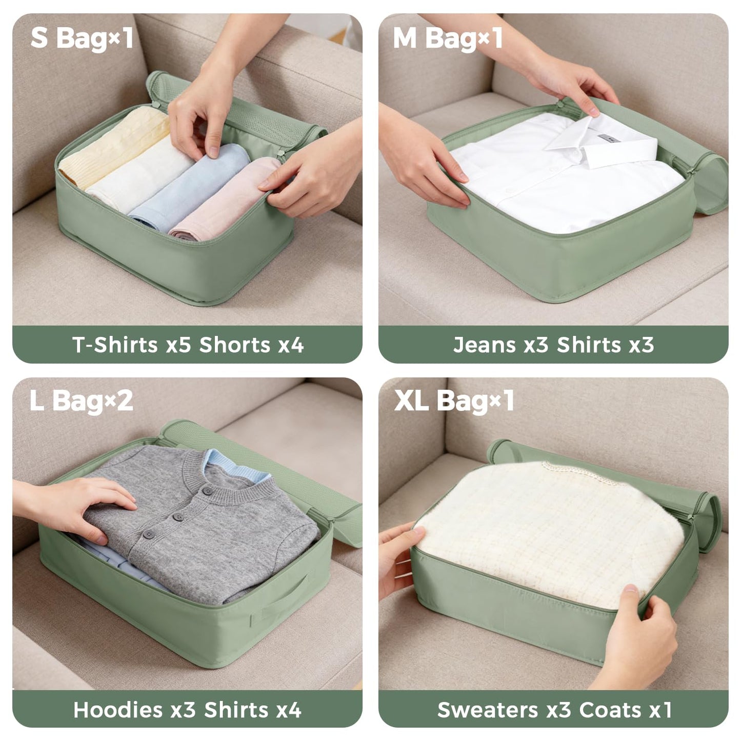 BAGAIL 9 Set Packing Cubes with Packing List Luggage Packing Organizers for Travel Accessories (Matcha Green)