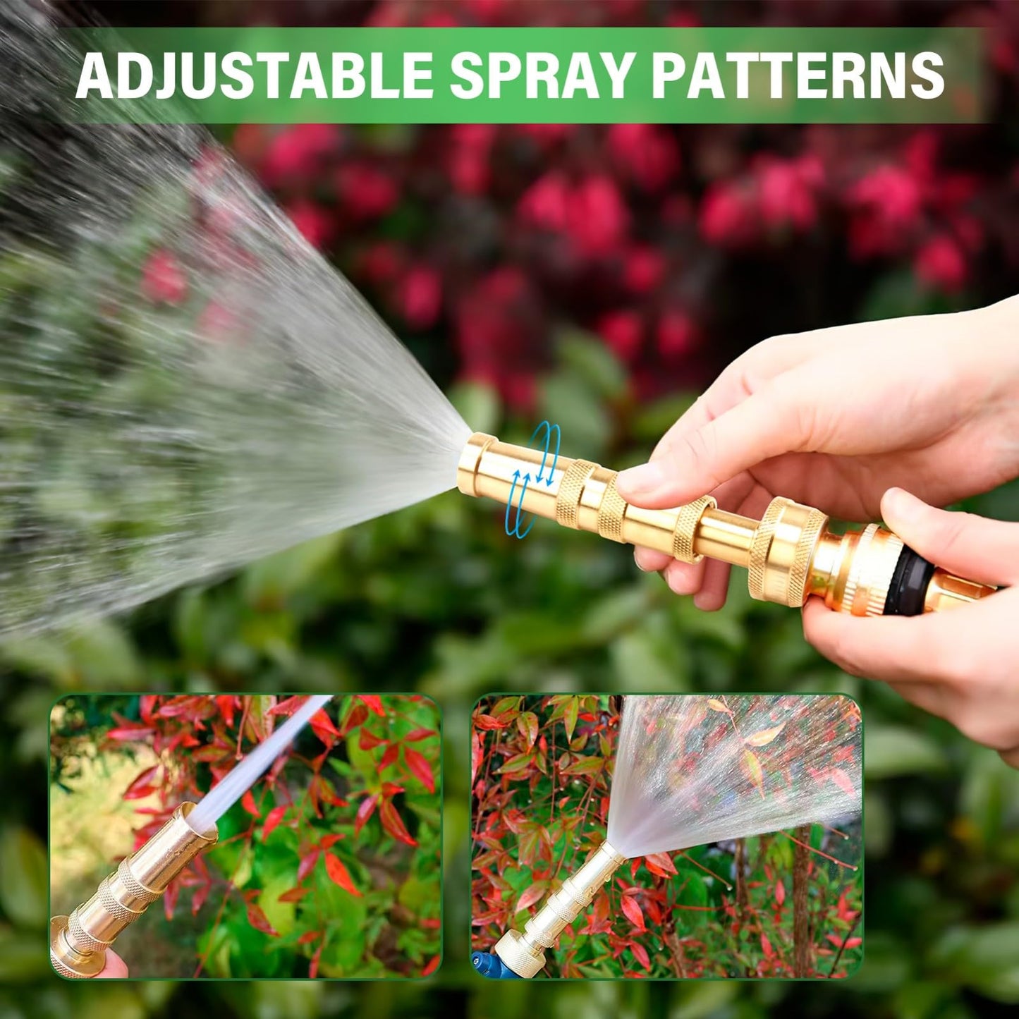 ENNSOO Garden Hose Nozzle with Adjustable Twist, High Pressure Hose Nozzle with Solid Brass, Jet Sweeper Nozzle Water Hose Sprayer Nozzle for Garden