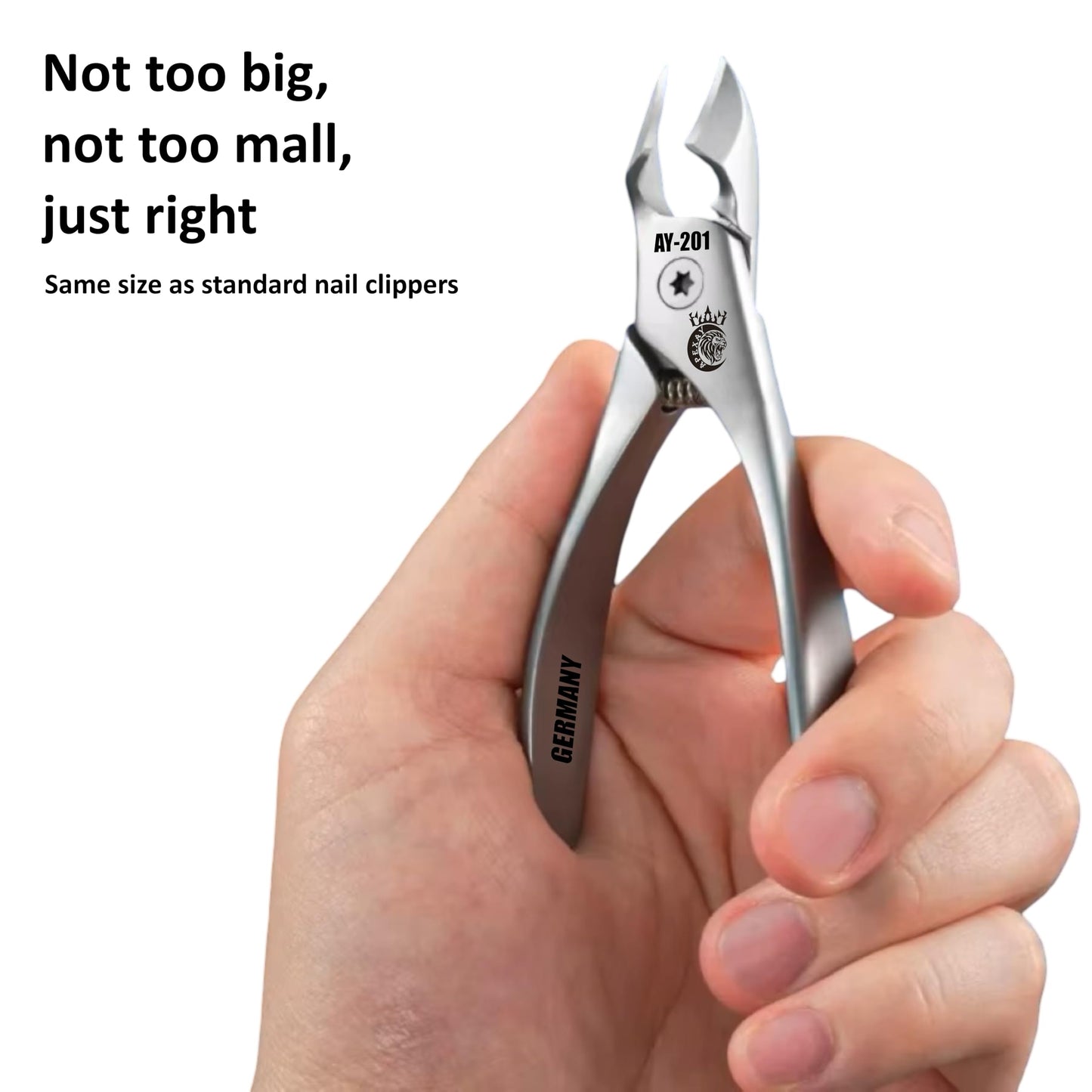 Germany - Apexay Cuticle Nippers -Stainless Steel Cuticle Clippers with Built-in spring Design, Ultra-Sharp Precision Blades for Manicure, Pedicure & Dead Skin Removal (Grey)
