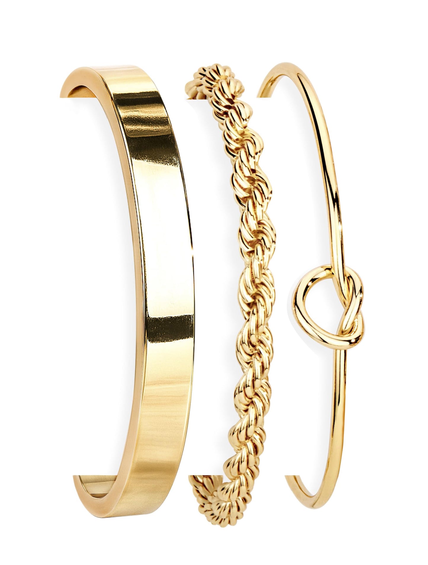 Poxtex Gold Bangle Bracelets Stack for Women, Gold Cuff Link Chain Bracelets, Trendy Waterproof Jewelry Gifts Adjustable
