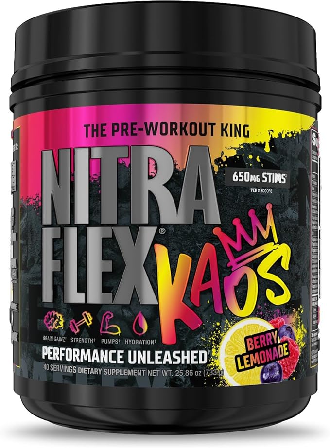 GAT SPORT Nitraflex KAOS Berry Lemonade Pre-Workout Powder,