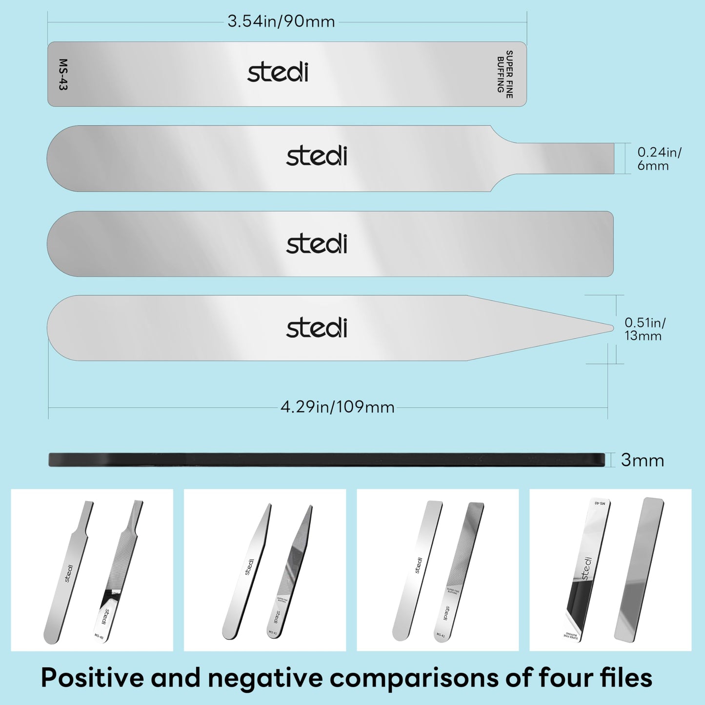 stedi Hobby Model Polishing Tools 4 PCS, Ultimate Precision Files #10000 Grit Glass Mirror Grinding Tools for Plastic Gundam Models, Wood, Resin-Base Parts.