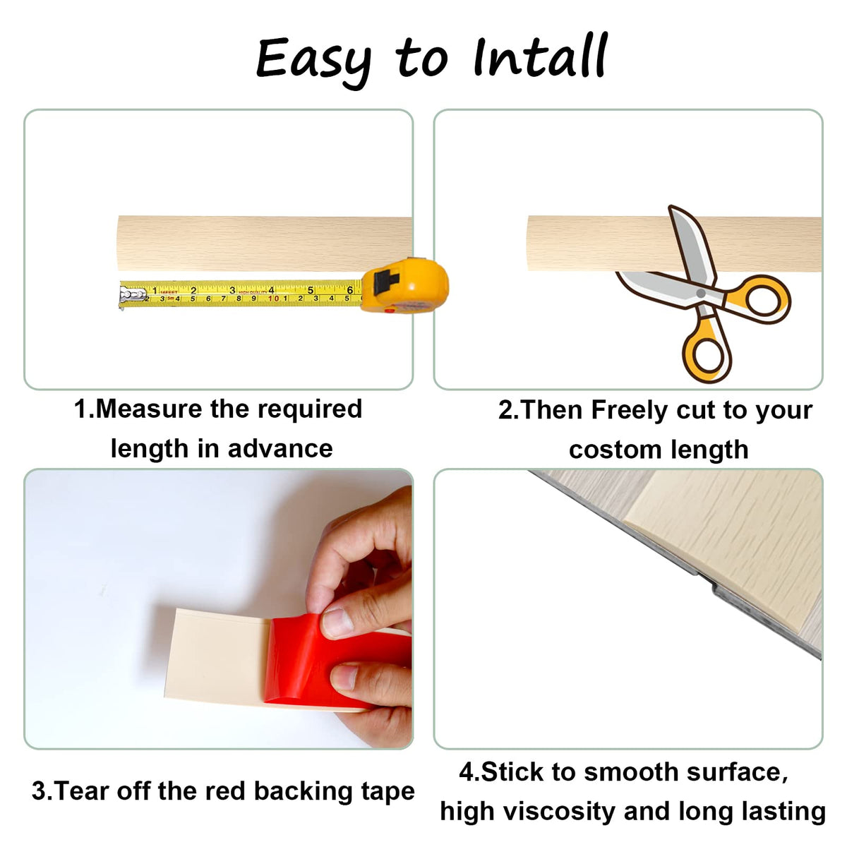 Floor Door Flat Transition Strip & Self Adhesive Floor Vinyl Floor Edge Trim Laminate Floor Gap Covering Joining Strip