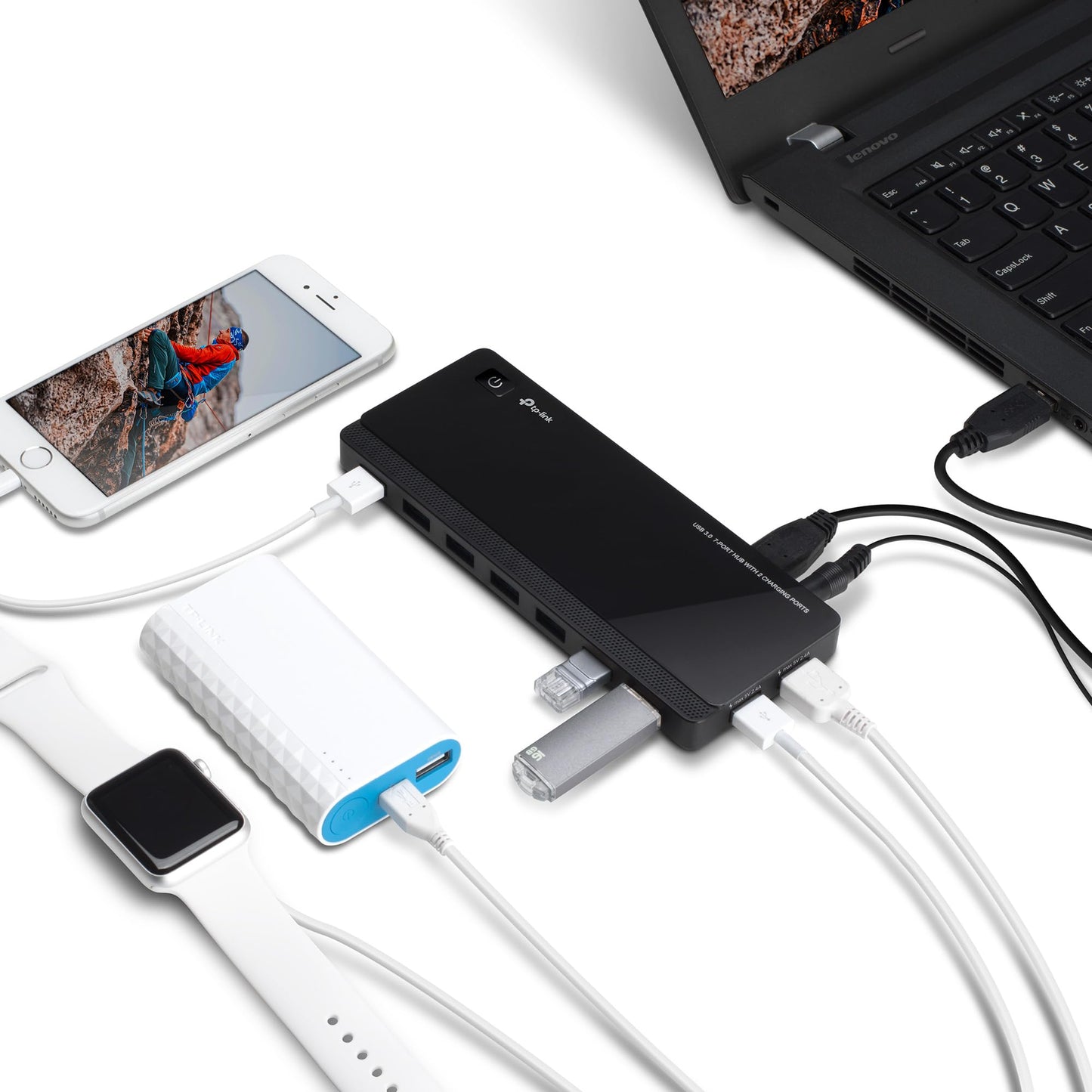 TP-Link Powered USB Hub 3.0 with 7 USB 3.0 Data Ports and 2 Smart Charging USB Ports. Compatible with Windows, Mac, Chrome & Linux OS, with Power On/Off Button, 12V/4A Power Adapter(UH720)