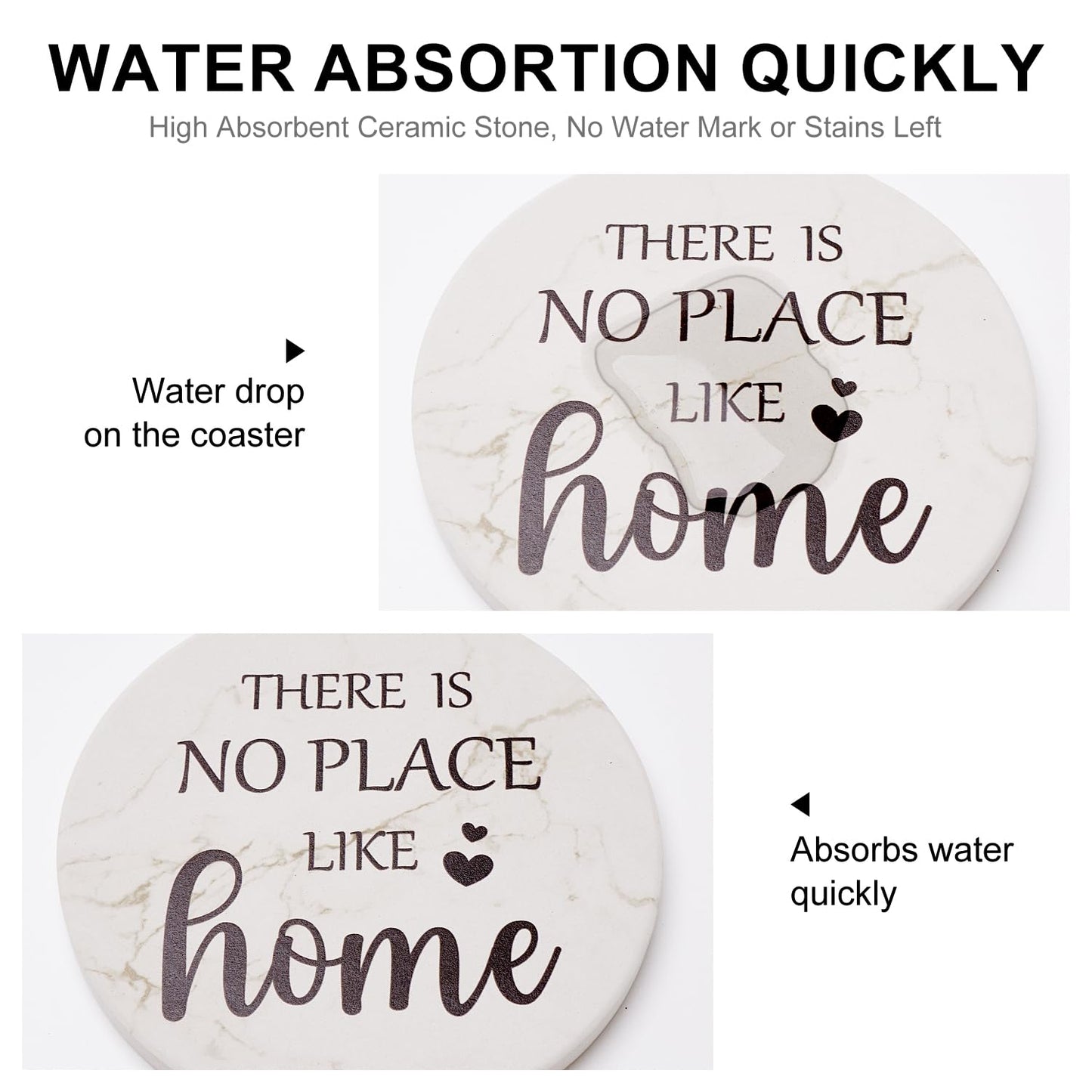 Housewarming Gifts for New Home Coasters Farmhouse Coffee Table Decor Set of 6 Pack Ceramic Cup Coaster Modern House Warming Gift Decorations Coster Cute Marble Drink Coasters Set