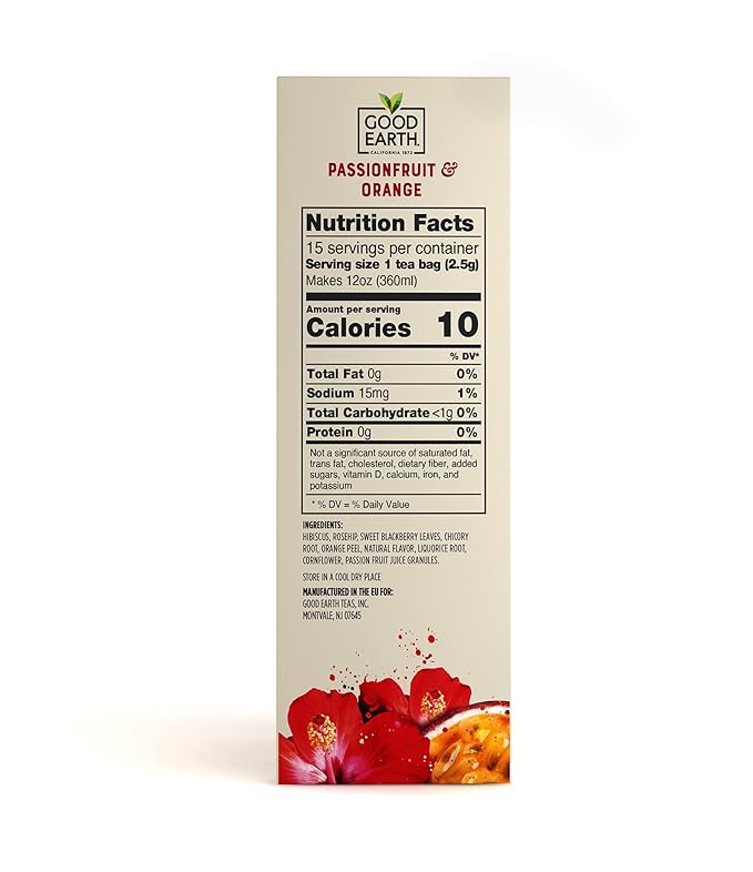 Good Earth Tea Sensorial Blend Passionfruit & Orange Herbal Tea, 3 Teabags (Pack of 5)