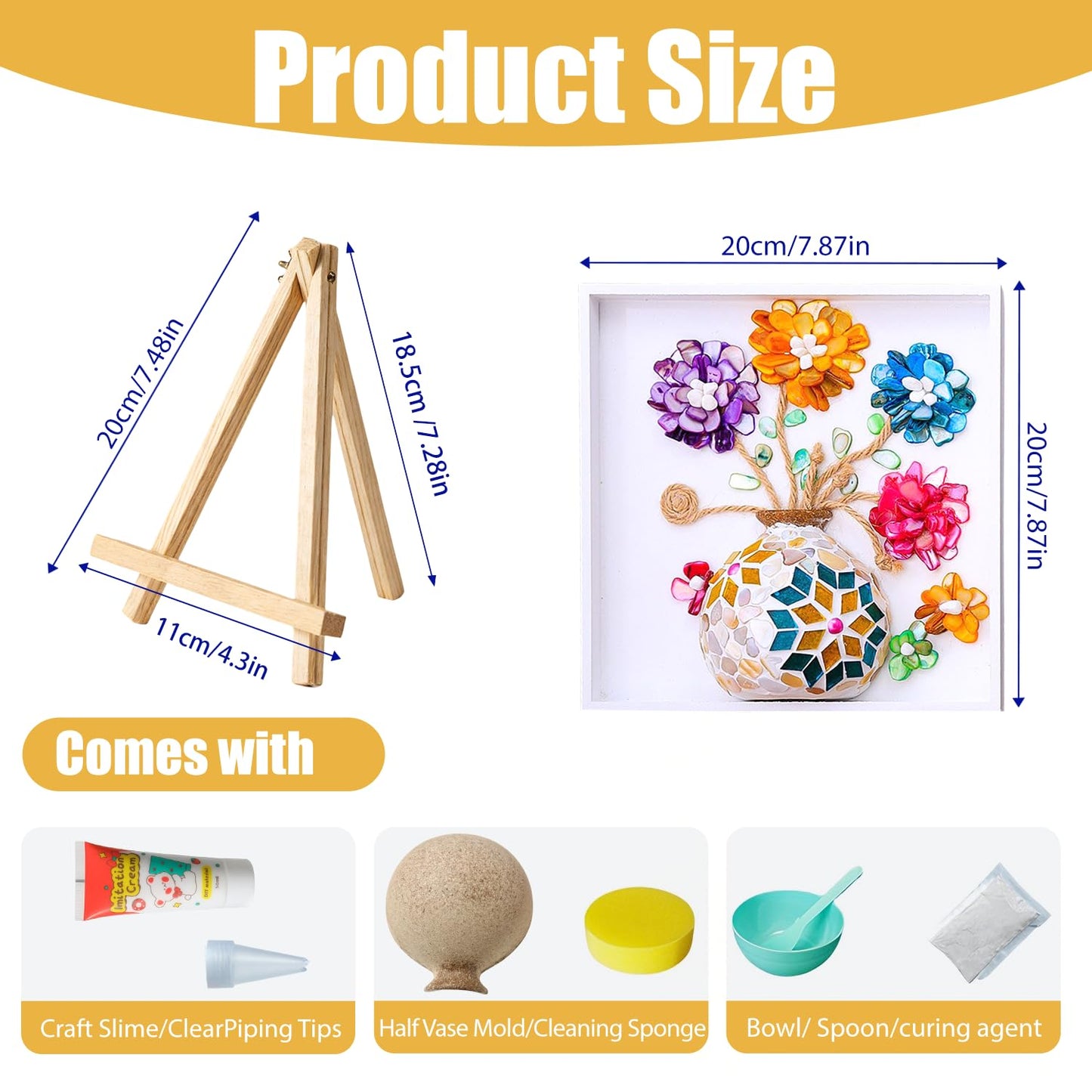 A&H Zier 2 Sets DIY Mosaic Vase Painting Kit with Cream Glue – Handmade Artwork for Adults, Complete Arts and Craft Kits for Home Decoration & Gift Making (2, Blue&Yellow)
