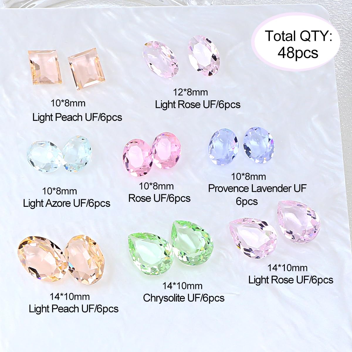JINJIAO Large Nail Art Rhinestone,Pointback Mix Shape Nail Charms Colorful Transparent 3D Nail Diamonds for Nail Art DIY Crafts