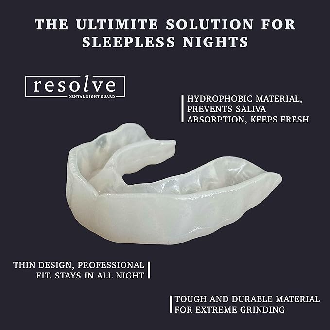 Resolve Night Guard - Custom-Fit Professional Mouth Guard for Nighttime Teeth Grinding and Clenching, Relieve Tooth Pain at Night with 2-Pack Night Guard (Silver)