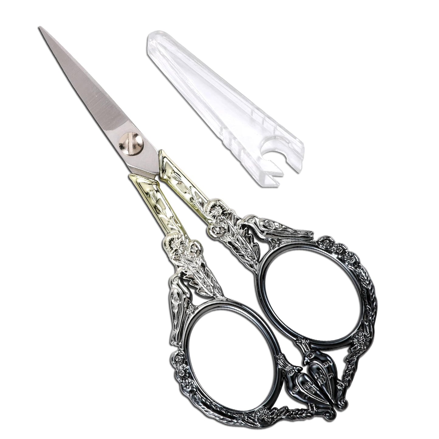 YOUGUOM Sewing Embroidery Scissors, Small Thread Scissor for Craft Artwork Needlework Yarn Knitting Detail Snips, Black Cute Bird Shears
