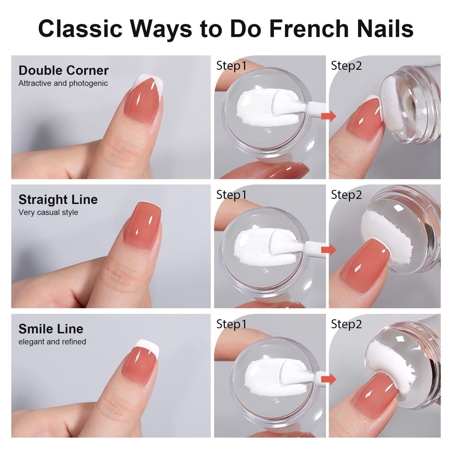 SAGEBIO 8PCS Nail Art Stamper Clear Silicone Nails Stamping Jelly with Scraper Transparent Visible Body DIY Manicure Nail Art Tool Q