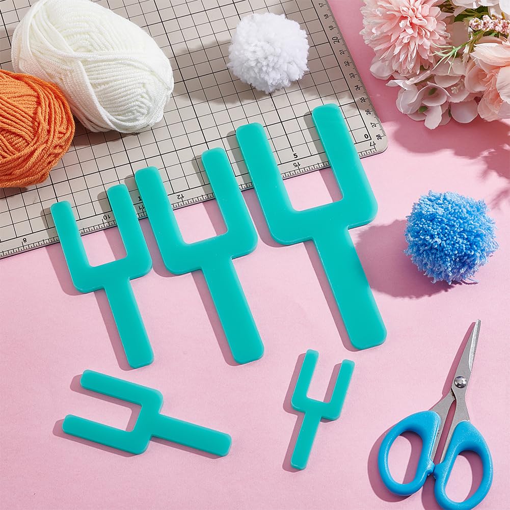 BENECREAT 5 Sizes Acrylic Pompom Maker Fluff Ball Weaver, Green Wool Ball Making Tool DIY Wool Knitting Craft Wool Tool for Yarn Crochet Knitting, 5mm Thick