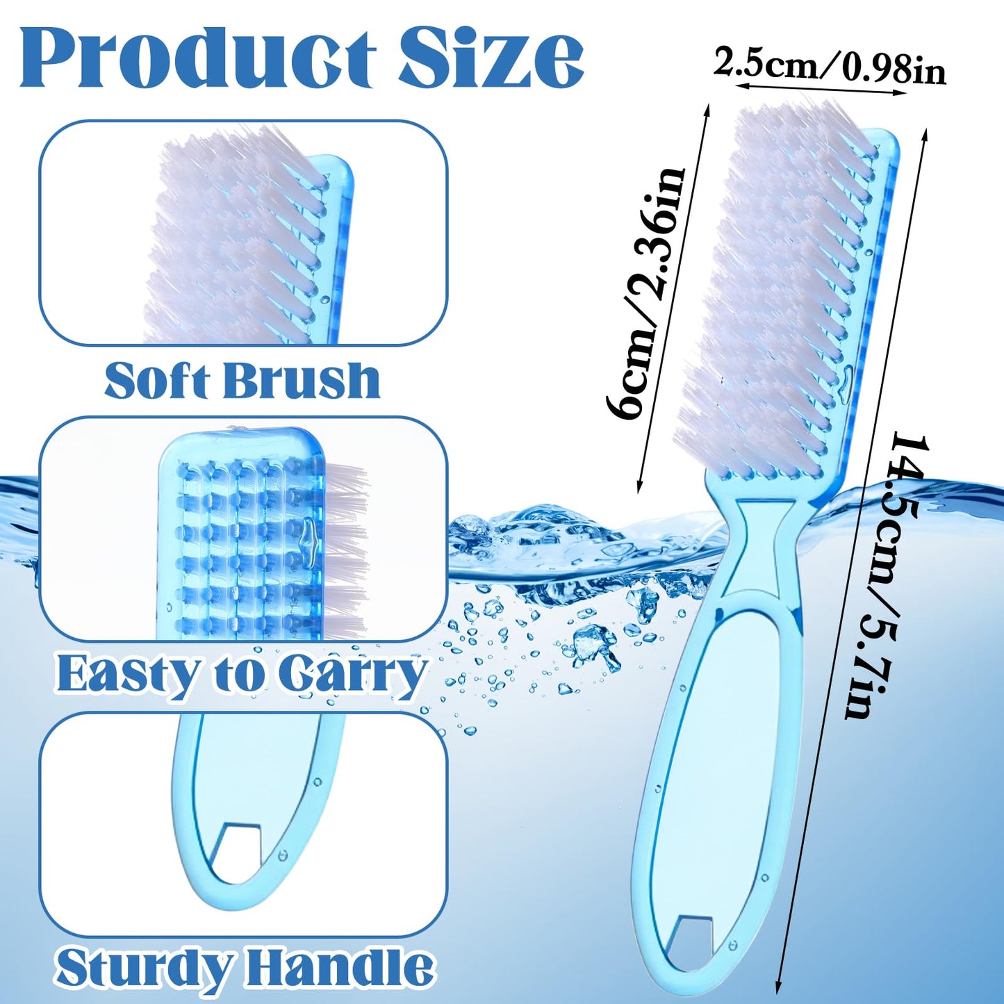 100 Pcs Handle Grip Nail Brush Bulk Nail Brushes for Cleaning Fingernails Soft Bristles Cleaning Brushes, Soft Stiff Bristles Pedicure Manicure Tools for Toe, 5 Colors