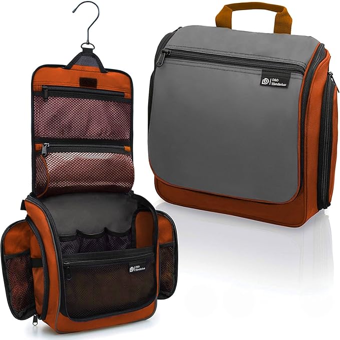 DD D&D Wanderlust D&D Hanging Travel Toiletry Bag for Men and Women – Cosmetics, Makeup and Toiletries Organizer Kit with 10 Compartments