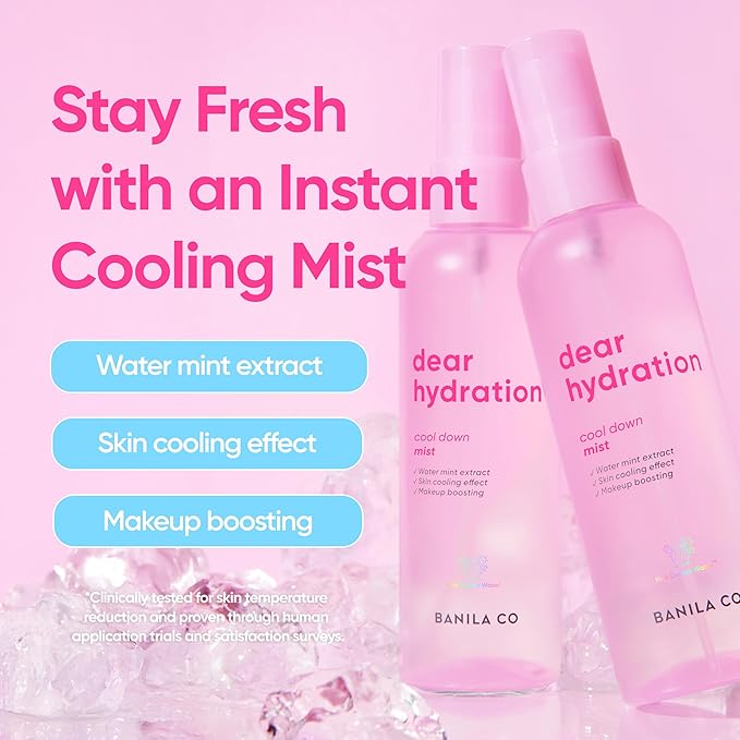 BANILA CO Dear Hydration Cool Down Mist | Lightweight Skin Cooling & Moisturizing Makeup Fixer Setting Spray | Hydration Boost, Radiant Glow Serum (99ml / 3.34 fl oz)