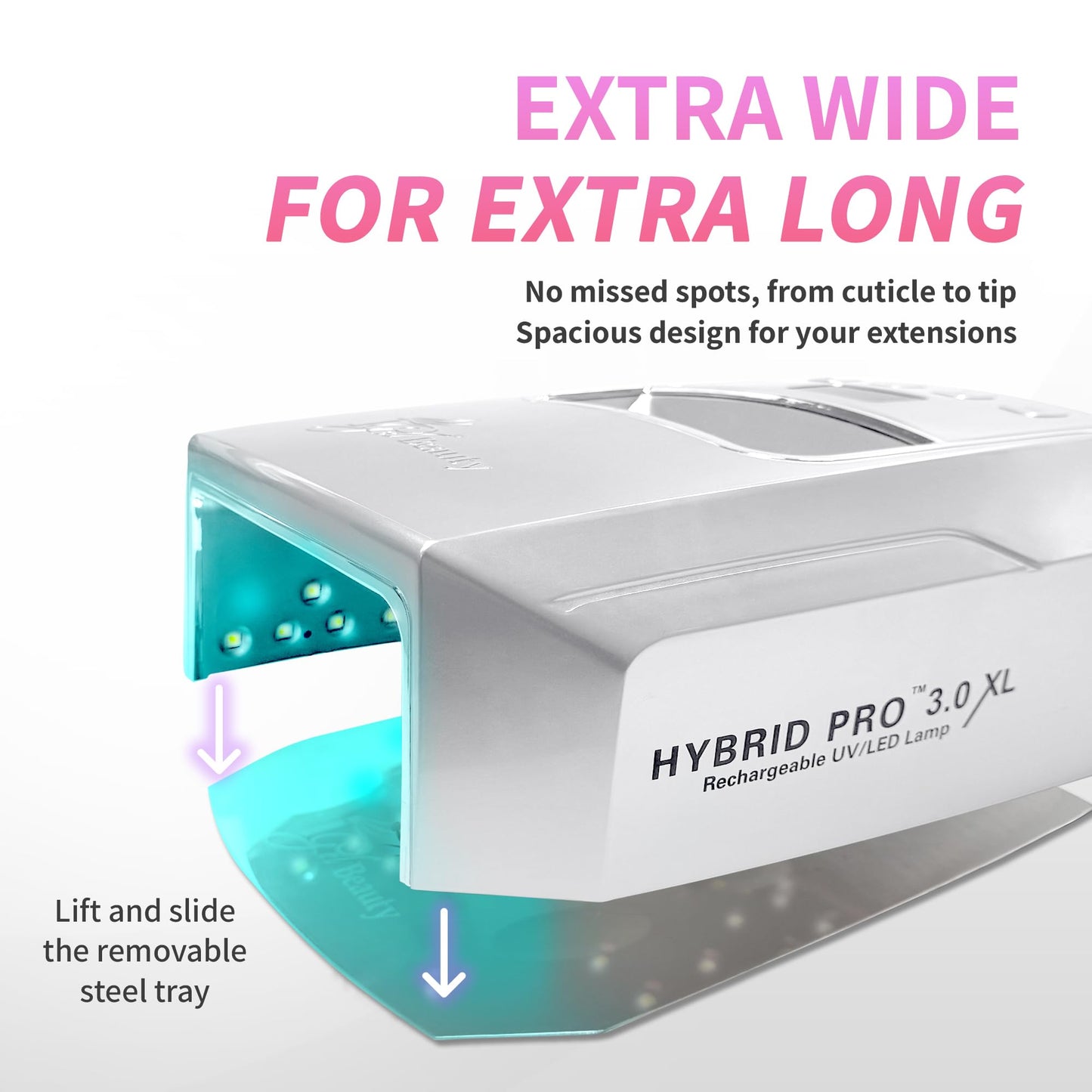 iGel Beauty Hybrid PRO 3.0 XL UV/LED Nail Lamp – Wireless Rechargeable 48W Nail Dryer, Extra Wide Full-Hand Curing, 9000mAh Battery, Smart Timer & Builder Gel Mode, Cordless Professional Lamp