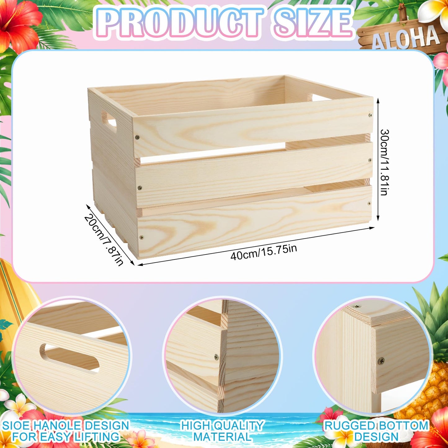 Huwena 2 Pack DIY Bikini Box Kit- DIY Bikini Storage, 16 * 12 * 8in Unfinished Wooden Storage Box Shells and Color Paint Assembly Summer Pool Bin for Hawaiian Tropical Beach Party