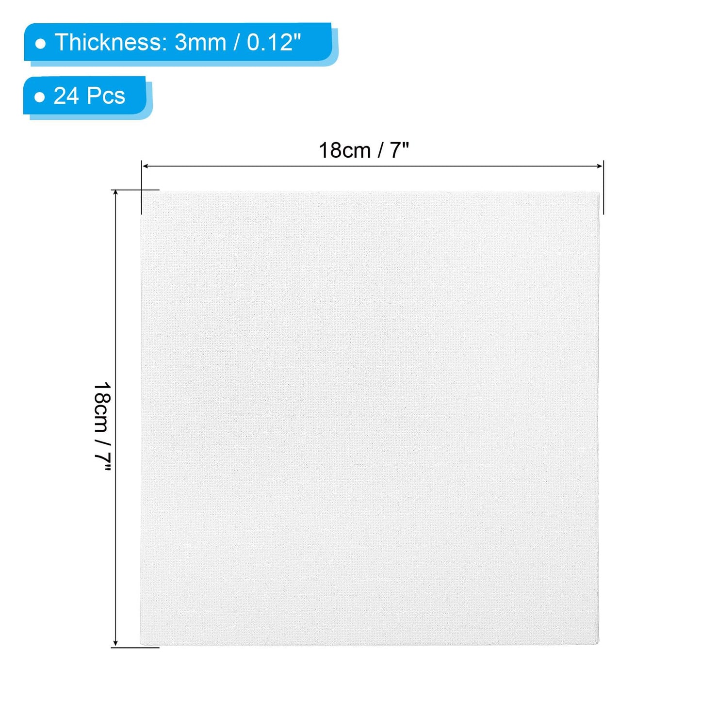 PATIKIL 7x7 Canvas Boards for Painting, 12Pack 100% Cotton Square Triple Primed Stretched Blank Canvas Panel for Acrylic, Oil, Tempera Paints, White