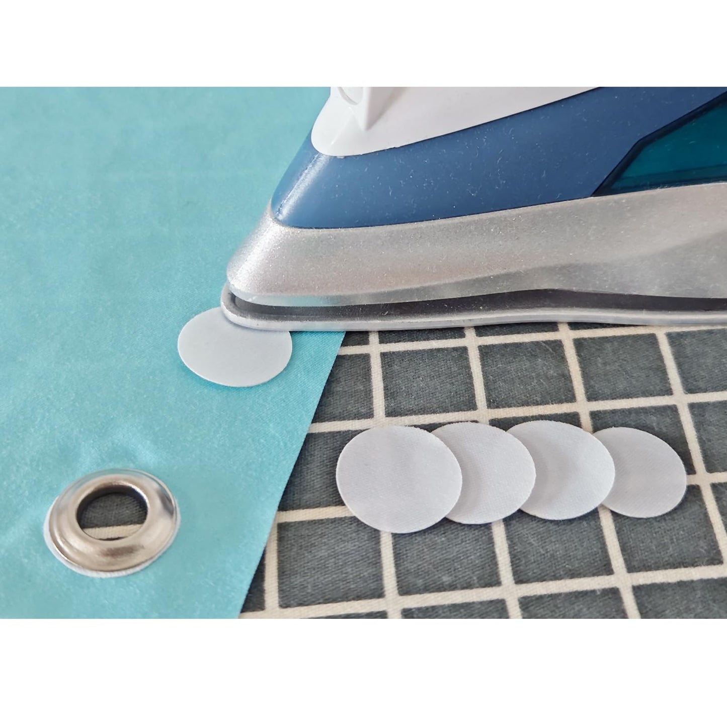 HX AURIZE Iron-On Fabric Reinforcement Patches, 100 Pcs No-Sew Interfacing Stabilizer Dots for Snaps & Grommets, Anti-Tear Cotton Rounds for Knit Repair (Diameter: 1.4 in 30 mm)