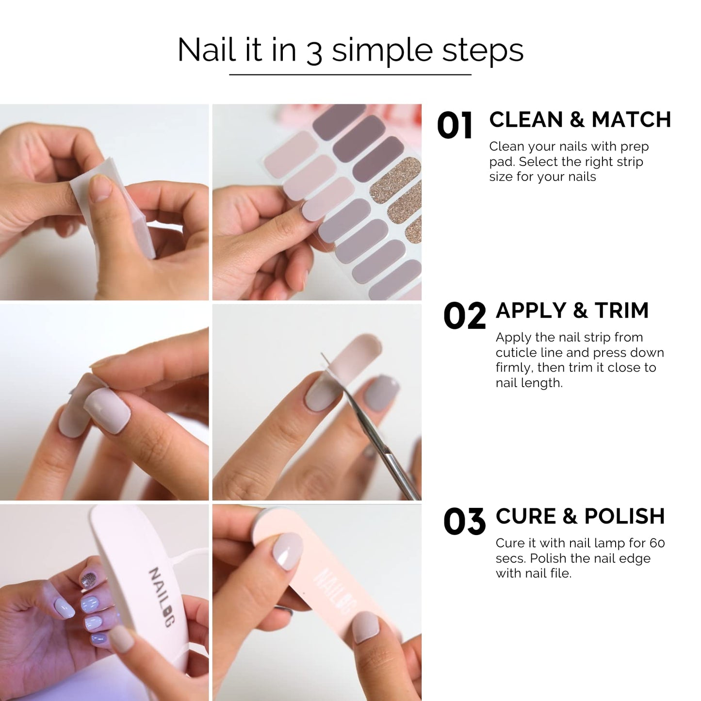 Nailog Semi Cured Gel Nail Strips 34 pcs| Long Lasting Nail Polish Sticker Wraps with Glossy Gel Finish, Retro Jungle