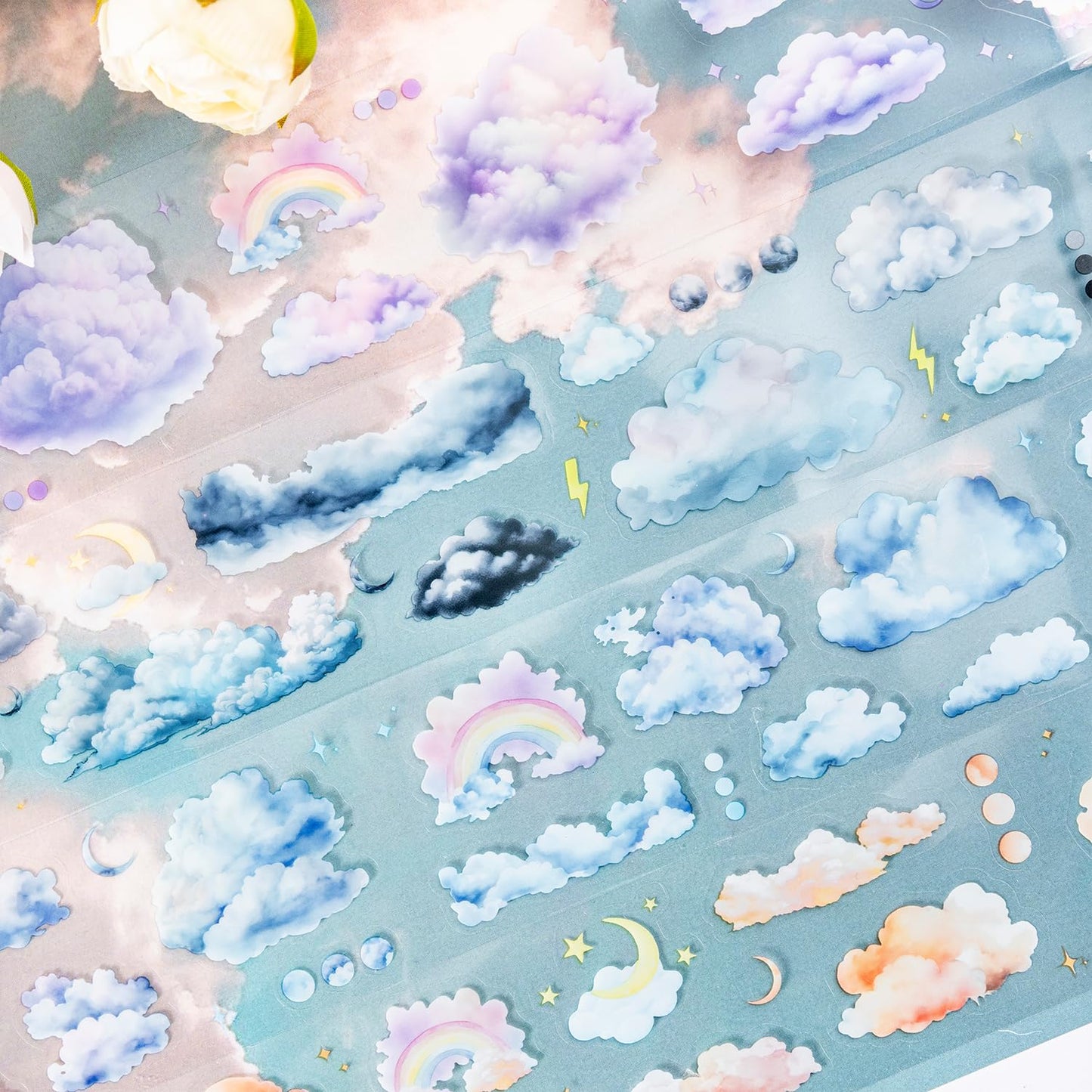 AuriicLeaf Cloud PET Tape Set, 6 Rolls Pre-Cut Sky Ephemera for Junk Journaling, Scrapbooking, Crafting, DIY Projects, Diaries, and Art Supplies