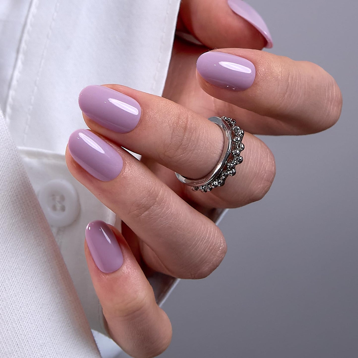 CurvLife Soft Gel Oval Press-On Nails Kit, Reusable Fake Nails with Glue & Adhesive Tabs, 30PCS Salon-Quality Stick-On Nails for At-Home Manicure (Lilac Veil)