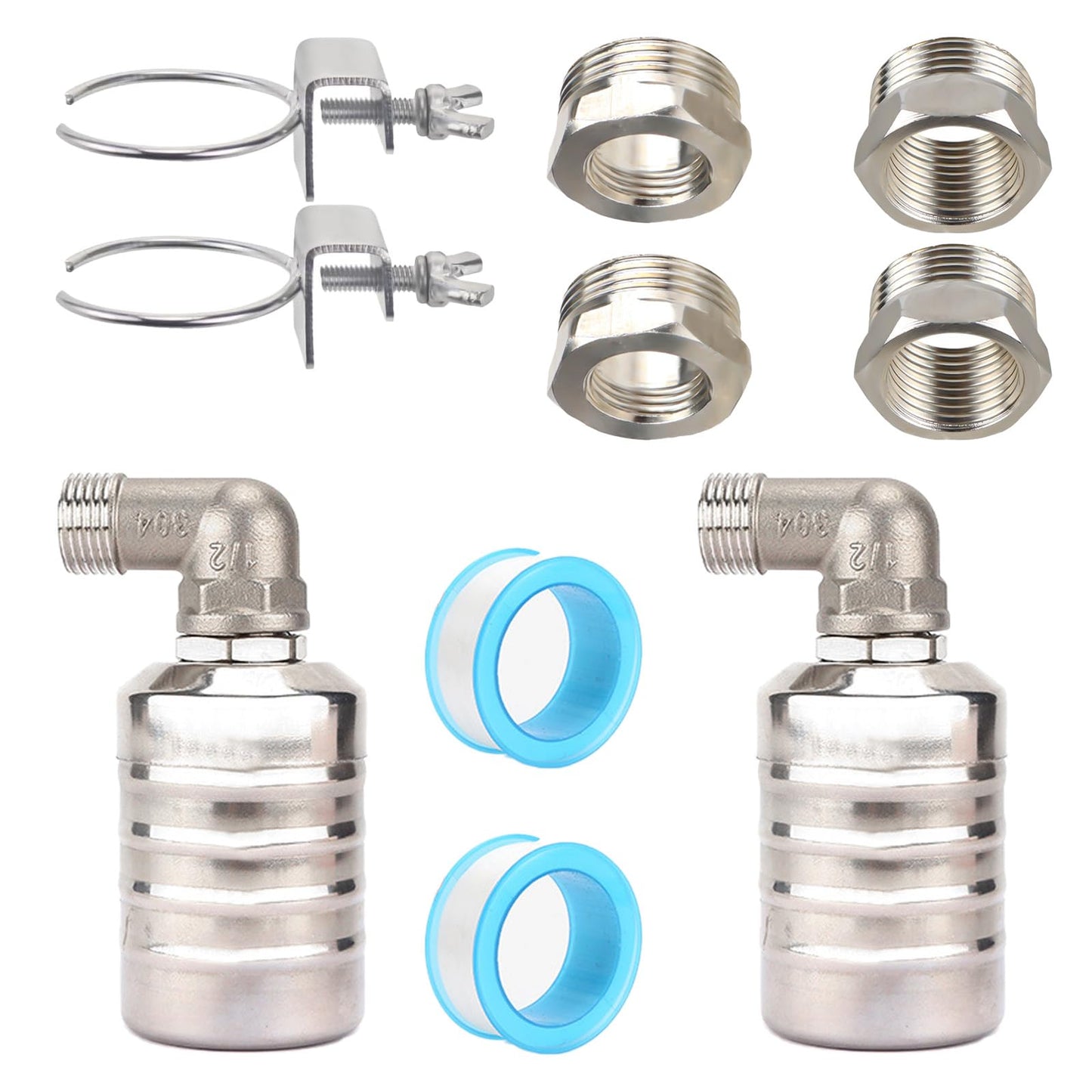 NONGKANG 1/2" 3/4" 1" 304 Stainless Steel Float Valve for Automatic Water Level Control in Water Tanks, Pools & Livestock Troughs(2 pcs)