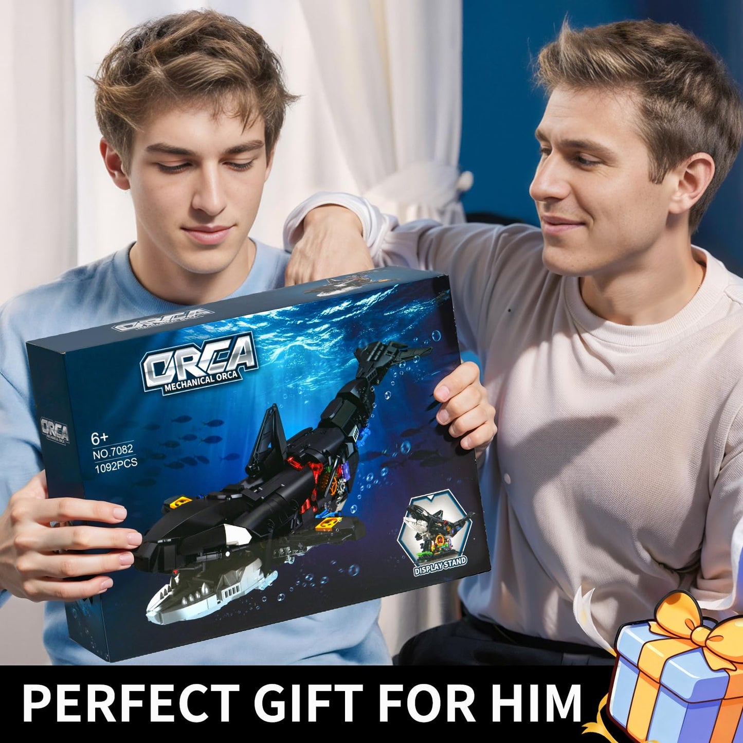 BNG Orca Building Set for Adults,Sea Animal Mechanical Fish Toys,Home Office Decor and Idea Gift for Adults and Boy 14+(1092PCS)