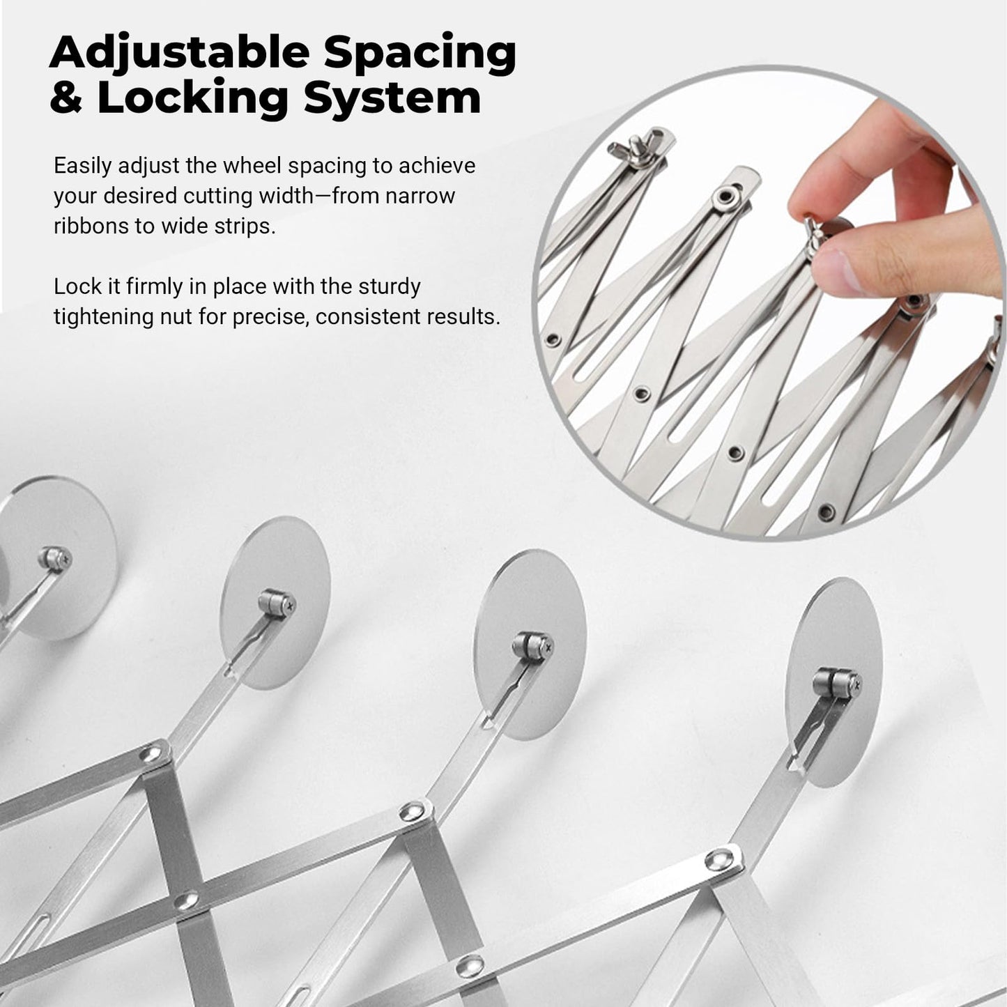 5 Wheel Pastry Cutter, Stainless Steel Pizza Slicer, Expandable Dough Cutter, Multi-Round Pastry Knife, Baking Cutter Roller Cookie Ravioli Cutter Wheel Divider
