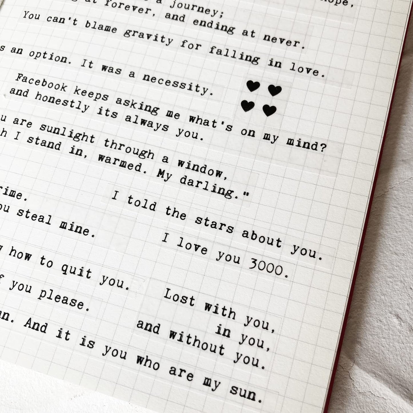 Esland 100+ Love Quotes Inspirational Motivational Scripts Planner Stickers Typewriter Style Sayings Letters Aesthetic Journal Diary Scrapbook Art Crafts Accessories 4 Sheets