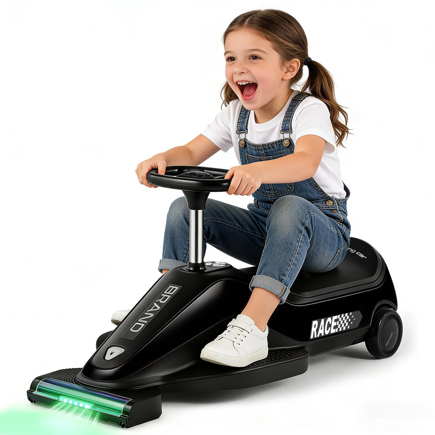 JOYLDIAS Kids Ride On Car with Vacuuming Function, 12V7AH Go Kart W/Detachable Cleaning Head Dust Box, 2 Speed 3-5km/h, Bluetooth Music, Electric Ride On Toy Car for Kids Toddlers Ages 3+,Black