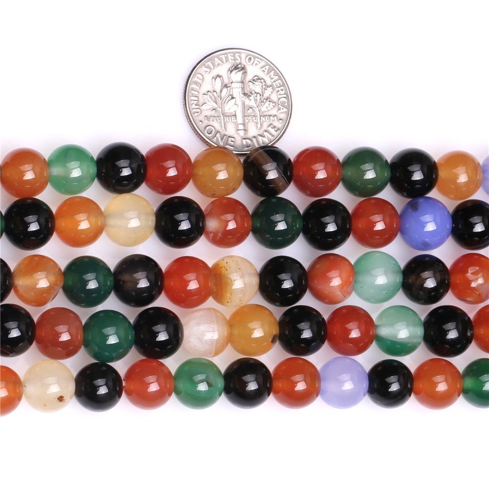 8mm Natural Mixed Agate Beads Round Gemstone Loose Beads for Jewelry Making (47-50pcs/strand)