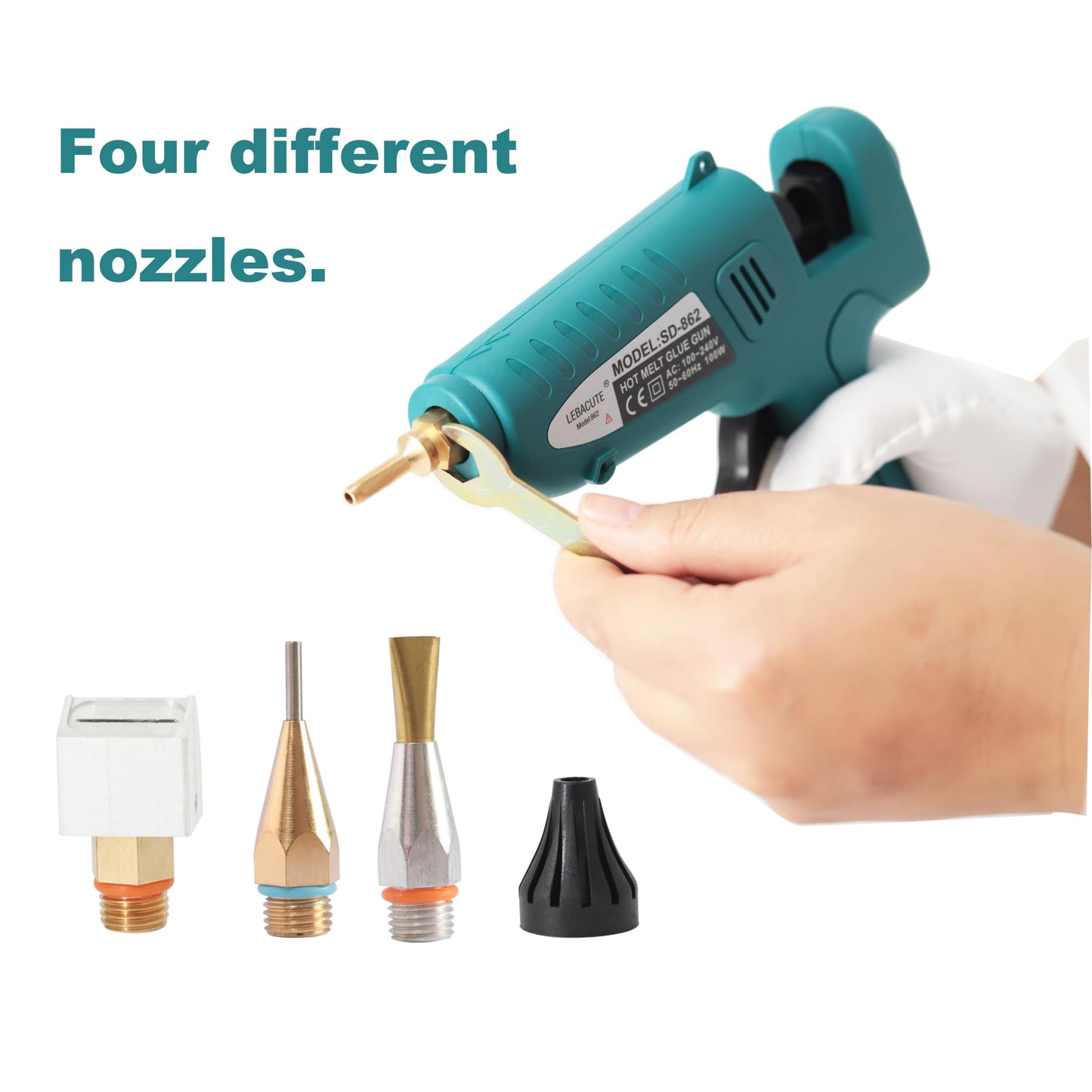 Professional Hot Glue Gun Kit with Case, Full Size Hot Glue Guns Luxury Set with 4Pcs Different Interchangeable Copper Nozzle Set and Glue gun Sticks 12Pcs