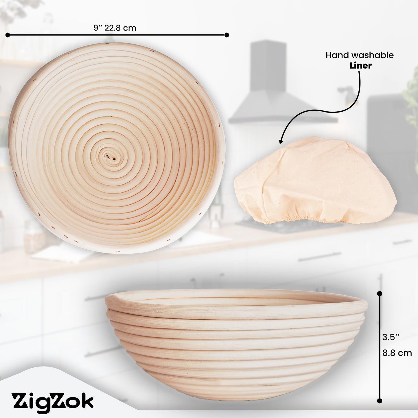 Banneton Bread Proofing Basket Set Of 2-9 Inch Sourdough Basket for Home Bakers, Bread Basket, Banneton basket For Artisan Bread making, Handmade Rattan Banneton Basket With Liners
