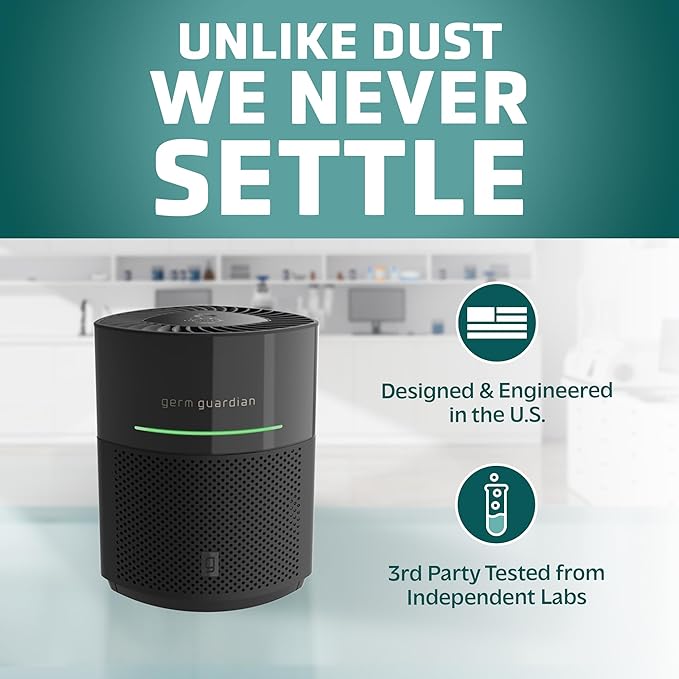 GermGuardian Airsafe+ HEPA Air Purifier for Home, Large Rooms Up To 1043 Sq. Ft. with HEPA Air Filter, UV-C Light & Air Quality Sensor, AC3000B, Black
