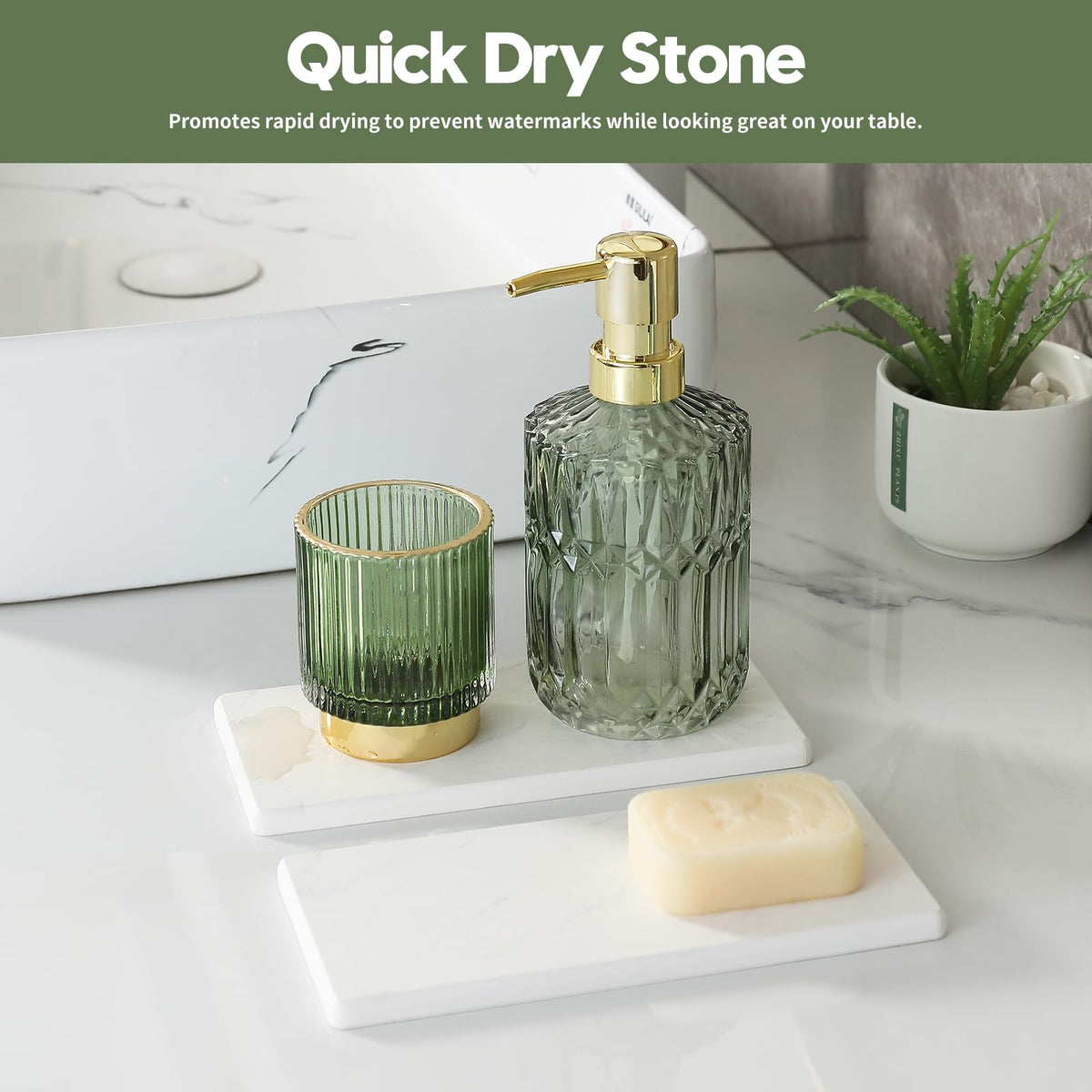 2PCS Diatomite Marble Stone Drying Mat for Kitchen Counter (2 Count)