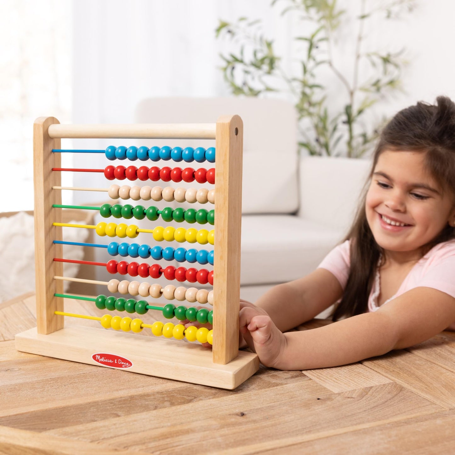 Melissa & Doug Abacus Classic Wooden Toy with 100 Beads - Preschool Learning Activities and Math Games for Kids, Homeschool Essentials for Ages 3+