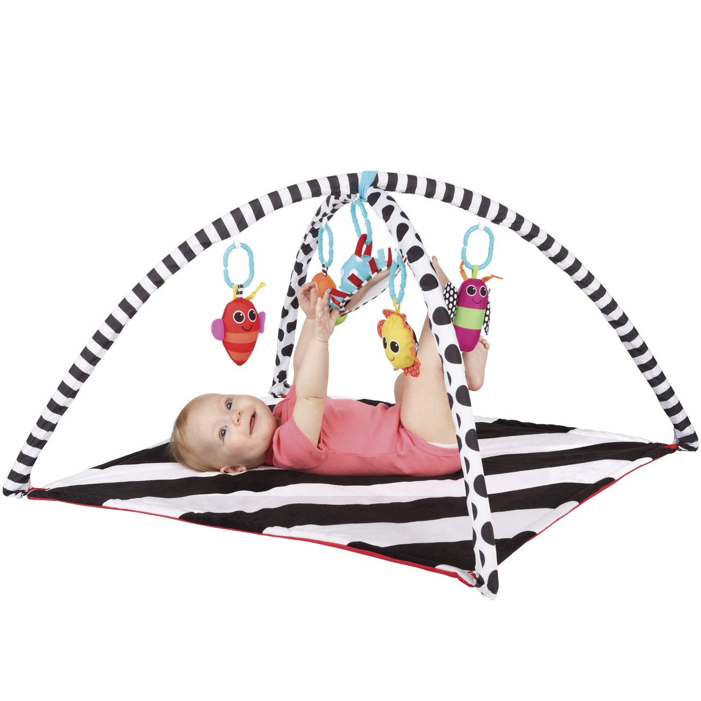 Sassy Black & White Tummy Time Playmat for Tummy or Back Play with Detachable Toys, Ages 0+ Months