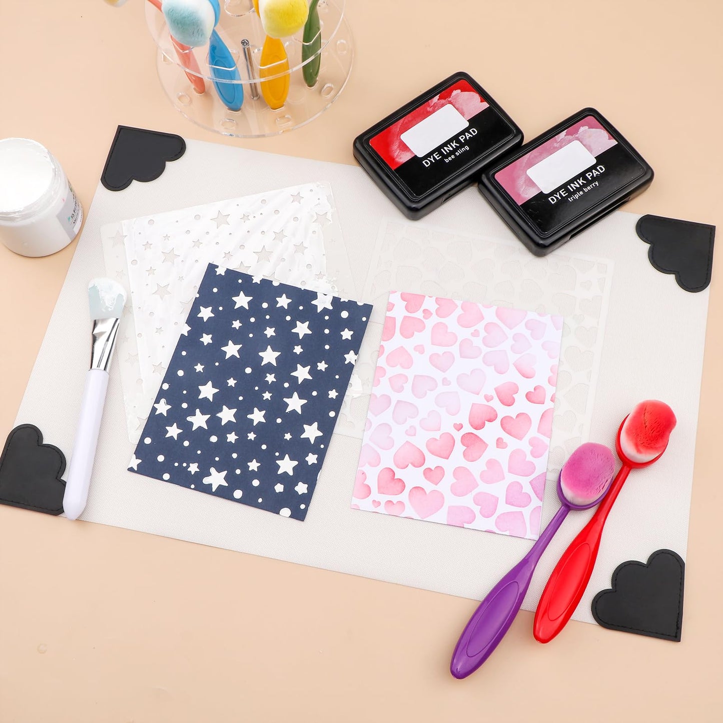 BAOFALI 3Pcs/Set Non-Stick Craft Mat; Heat Resistant Media Surface Mat with Weighted Reinforced Corners for All Stamping, Ink Blending, Stenciling Scrapbooking Craft Projects (15.75x10.24inch)