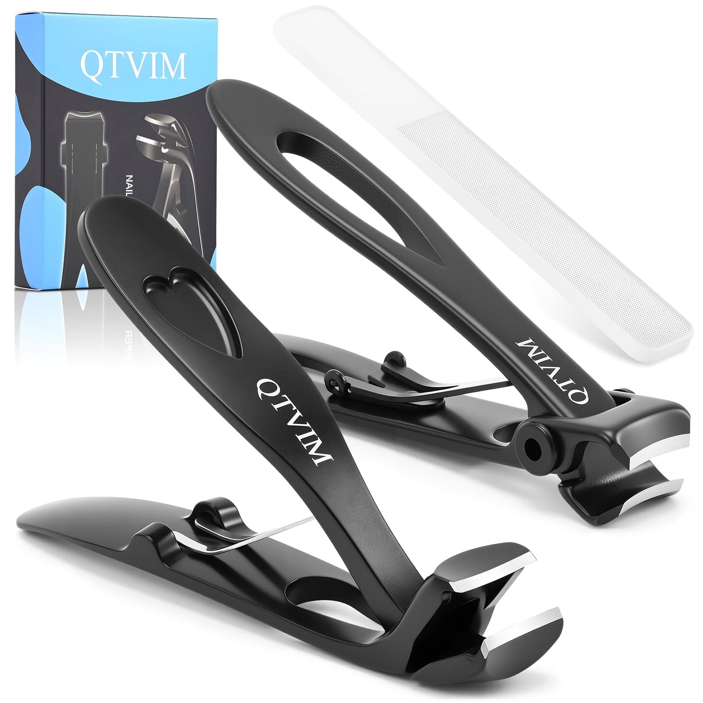 Toenail Clippers for Thick Nails for Men Seniors|3 Pack Ergonomic Long Handle Angled Head Toe Nail Clippers with Catcher|Premium Steel Wide Opening Fingernail Clipper-Heavy Duty Nail Clipper for women