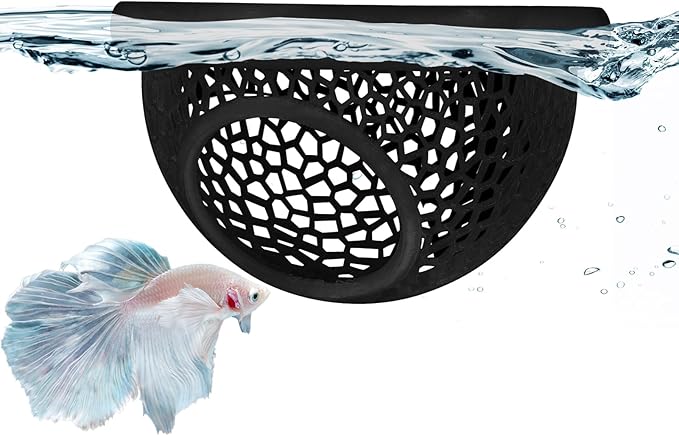 Pink Floating Betta Hide & Shrimp Cave – 3D Printed Aquarium Hammock, Feeding Ring & Resting Spot for Betta Fish, Shrimp & Small Fish (Eco-Safe PLA)