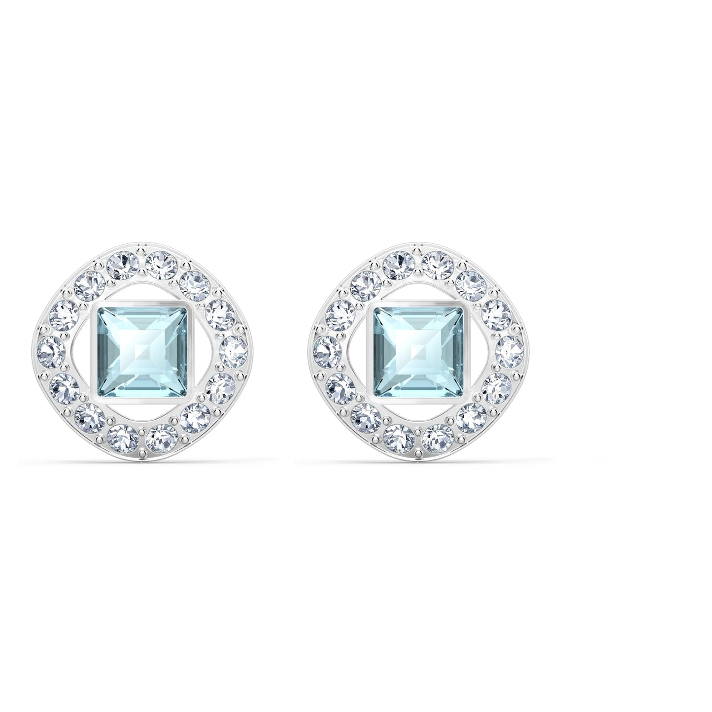 Swarovski Una Angelic Stud Earrings, with Aqua and Clear Crystals and Rhodium Plated Setting, an Amazon Exclusive