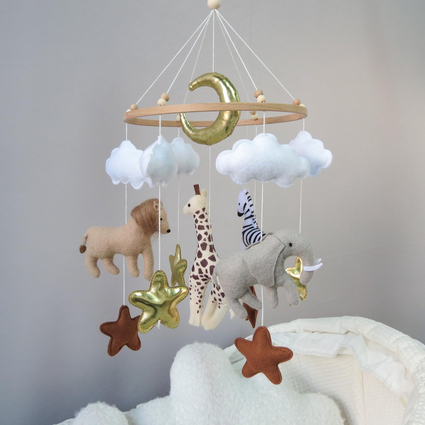 Goukurlsma Jungle Crib Mobile for Boys & Girls, Safari Baby Mobile for Crib, Africa Safari Nursery Mobile Handmade