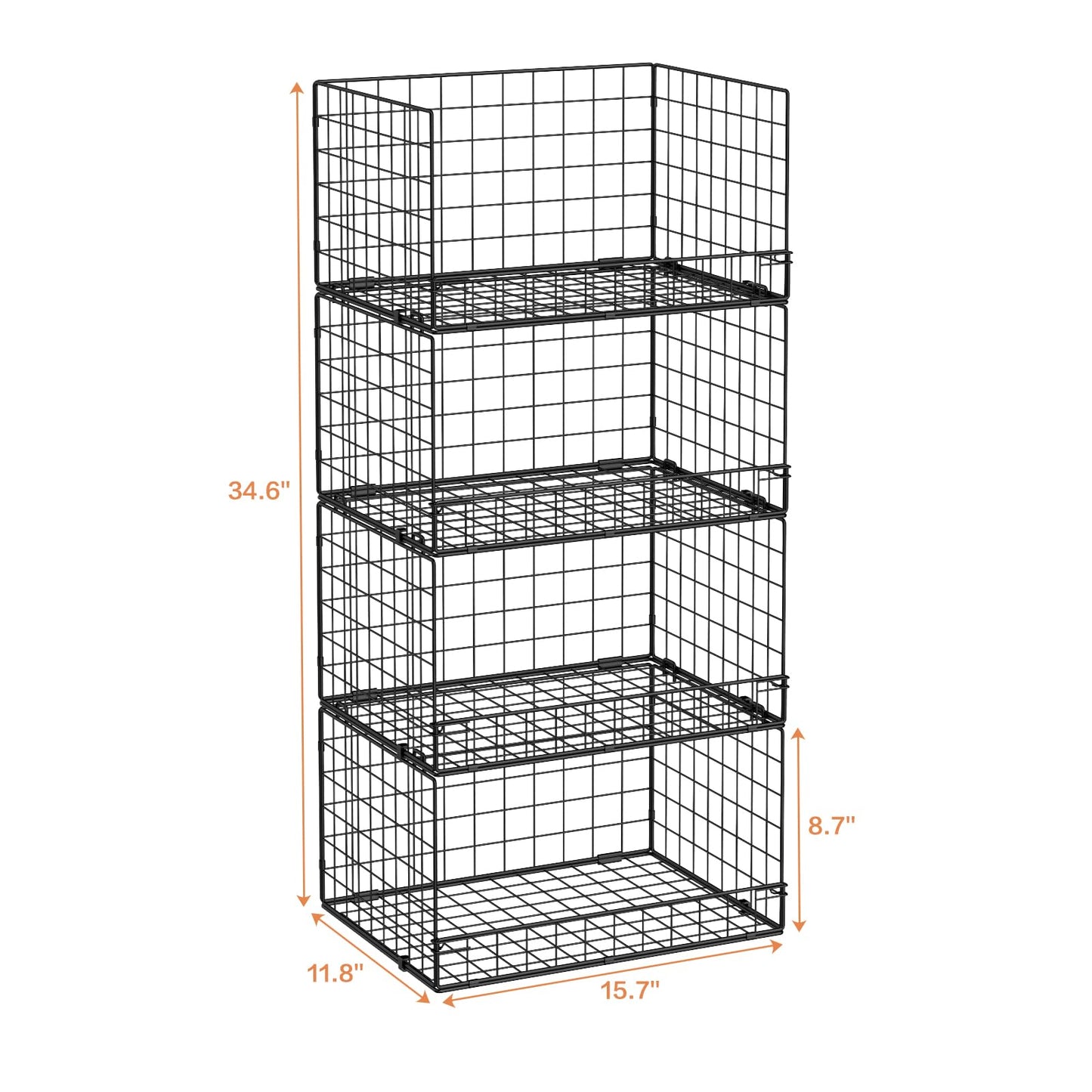 Yociyoga 4-Tier Stackable Closet Organizers and Storage Shelves, Foldable Closet Shelf Organizer, Black(Patent Protection)(Patent No. 30022416)