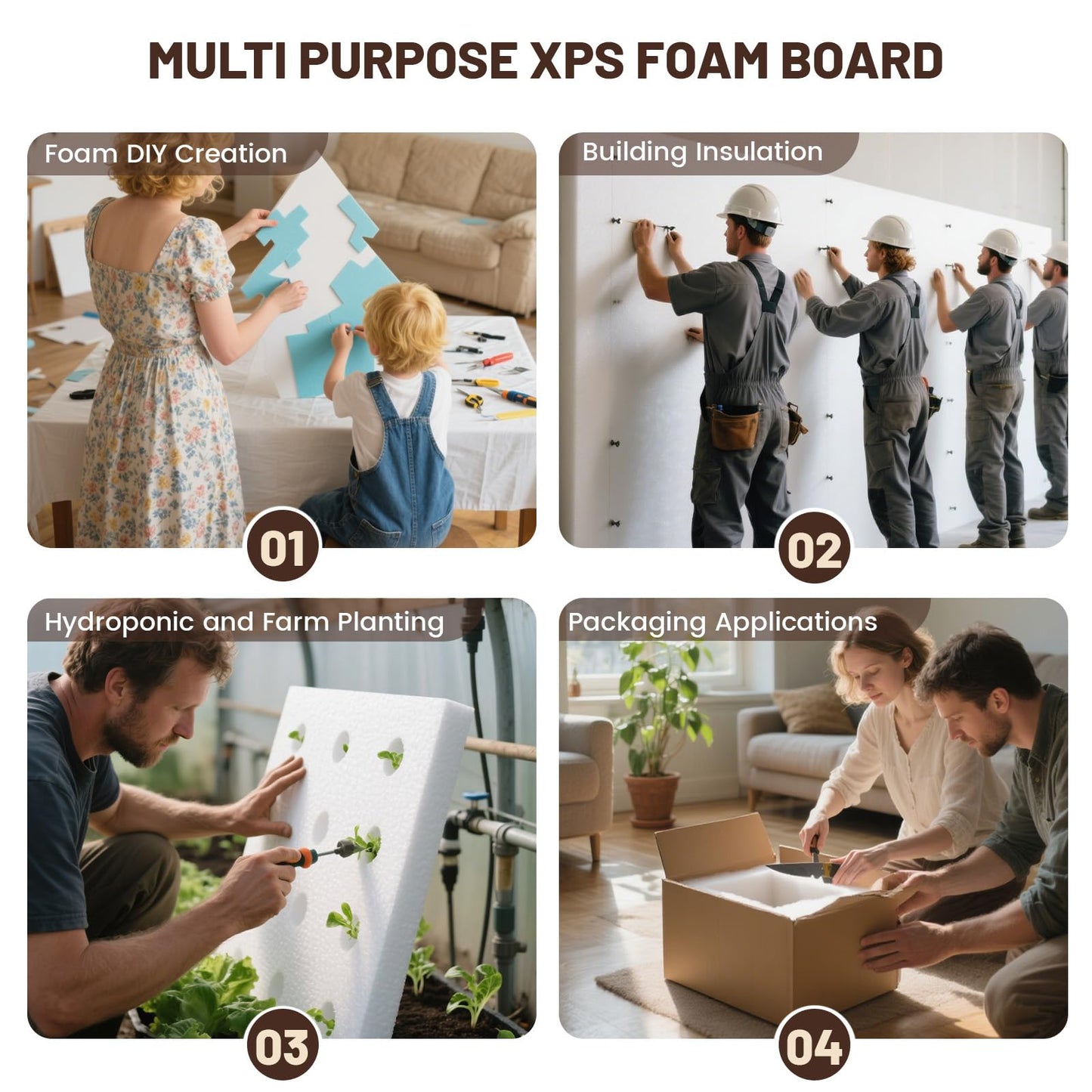 High Density XPS Foam Board,2 Pack 15.6x11.7X 2in Polystyrene Craft Foam Sheets, Rigid and Easy to Shape,DIY Modeling Art Projects, Party Decoration, Cosplay Prop Production, Carve,Heat Insulation