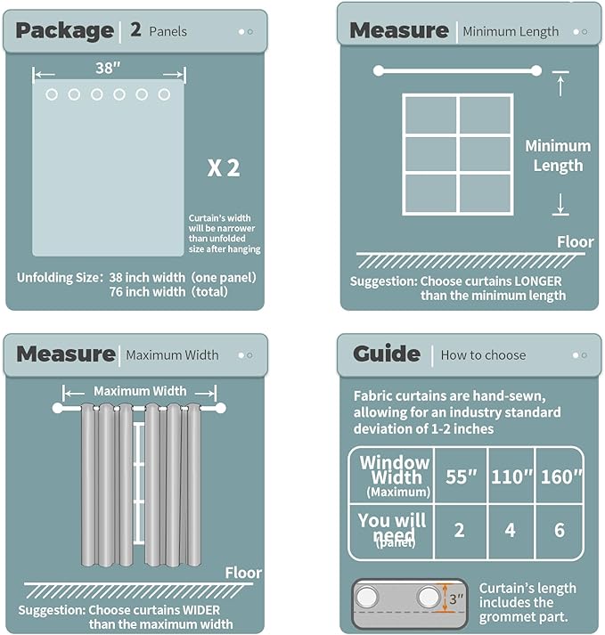 BGment Blackout Curtains - Grommet Thermal Insulated Room Darkening Bedroom and Living Room Curtains, Set of 2 Panels (38 x 54 Inch, Frosty Green)